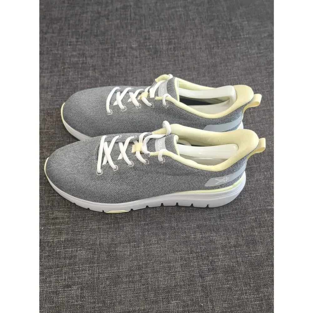 KURU FLEX Via Women’s 9.5 Wide Dove Gray Pale Lime Orthopedic Walking Shoes
